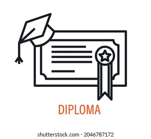 Diploma and graduation hat. education concept.