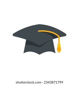 Diploma graduation hat icon flat vector. College school. University student isolated
