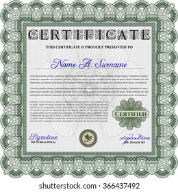 Diploma. With guilloche pattern. Artistry design. Border, frame.