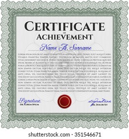 Diploma. With guilloche pattern and background. Vector illustration.Superior design. 