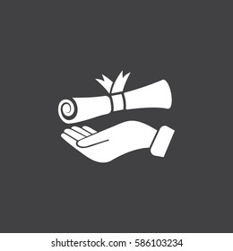 Diploma in hand icon Vector Illustration