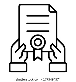 Diploma In Hands Flat Icon Isolated On White Background