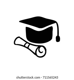 diploma and hat of graduate symbol icon