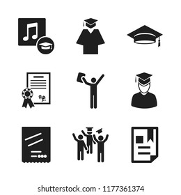 diploma icon. 9 diploma vector icons set. graduation cap, graduation and graduate icons for web and design about diploma theme