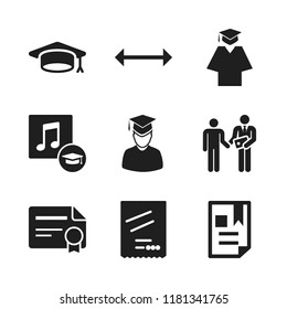 diploma icon. 9 diploma vector icons set. graduation, scroll and mortarboard icons for web and design about diploma theme