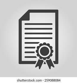 The diploma icon. Certificate symbol. Flat Vector illustration