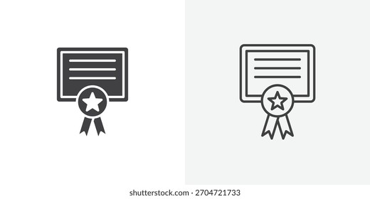Diploma icon. collection of editable stroke line and solid flat styles.