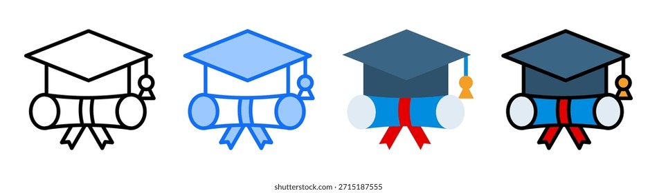 Conjunto de Colección de íconos de diploma Estilo múltiple