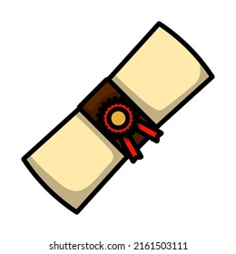 Icono del Diploma. Contorno de negrita editable con diseño de relleno de color. Ilustración vectorial.
