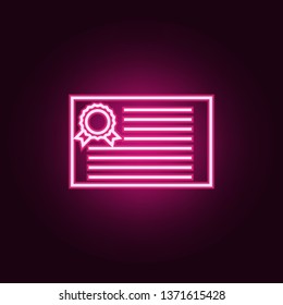 diploma icon. Elements of Web in neon style icons. Simple icon for websites, web design, mobile app, info graphics