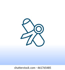  Diploma icon flat.