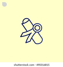  Diploma icon flat.