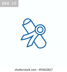  Diploma icon flat.