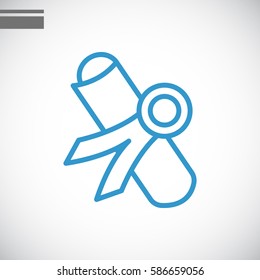  Diploma icon flat.