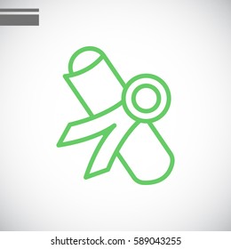  Diploma icon flat.