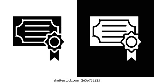 Diplom-Symbol in flachem schwarzem einfarbigem Vektorsatz