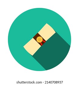 Diploma Icon. Flat Circle Stencil Design With Long Shadow. Vector Illustration.
