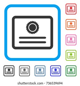 Diploma icon. Flat gray iconic symbol in a light blue rounded square. Black, gray, green, blue, red, orange color additional versions of Diploma vector. Designed for web and app interfaces.