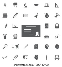 Diploma icon flat. on white background Education set