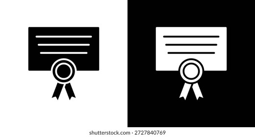 Ícone do diploma Ilustração em vetor plano. Símbolos simples em preto