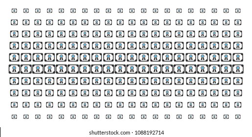 Diploma icon halftone pattern, designed for backgrounds, covers, templates and abstraction compositions. Vector diploma shapes organized into halftone array.