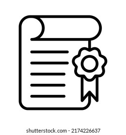 Diploma Icon. Line Art Style Design Isolated On White Background