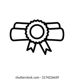 Diploma Icon. Line Art Style Design Isolated On White Background