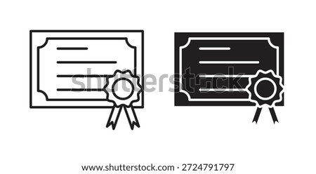 Diploma icon in line design and solid black and white colors for designs