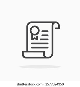Diploma icon in line style. For your design, logo. Vector illustration. Editable Stroke.