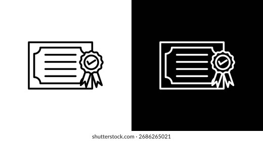 Diseños de Vector de logotipo de icono de diploma. icono en trazos en blanco y negro