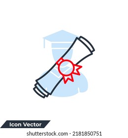 diploma icon logo vector illustration. Certificate symbol template for graphic and web design collection