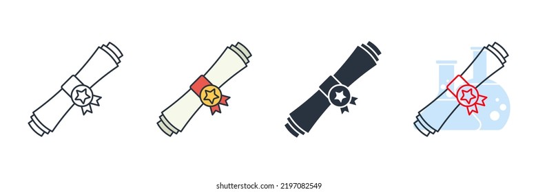 diploma icon logo vector illustration. Award medal symbol template for graphic and web design collection