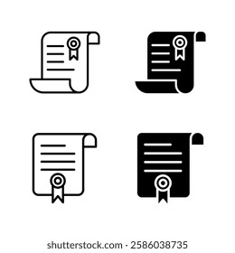 Diploma icon set color editable on white background