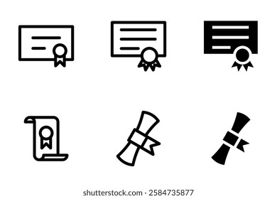 diploma icon set design template