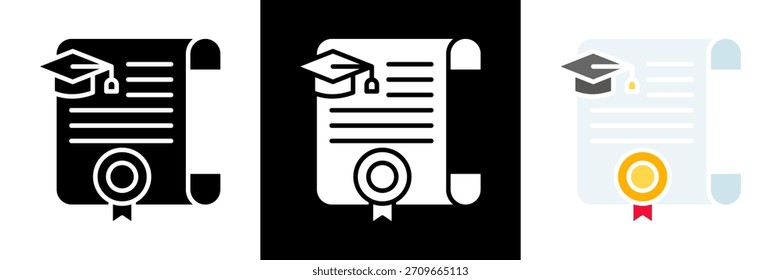 Conjunto de iconos de diploma Ilustración vectorial de glifo