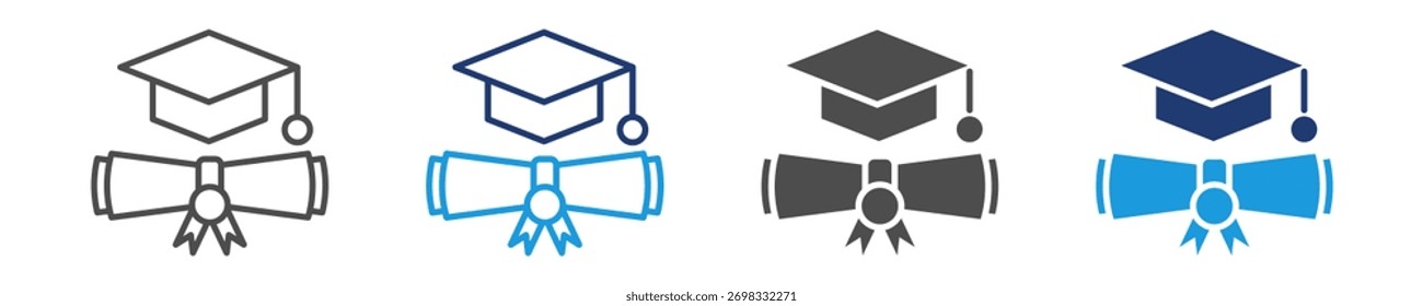 Conjunto de iconos de diploma Estilo múltiple