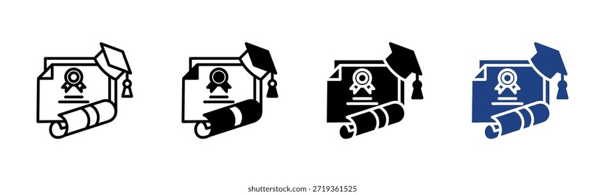 Conjunto de iconos de diploma colección de estilo múltiple