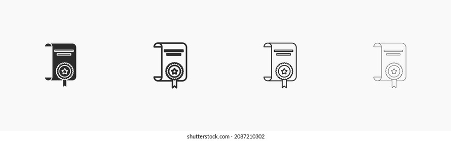 Diploma icon set for quality and championship. Diploma template isolated on white background