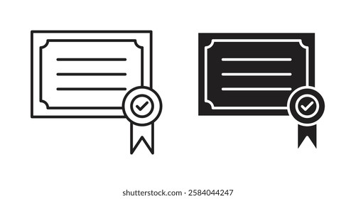 Diploma icon set in thin line. vector illustrations for web