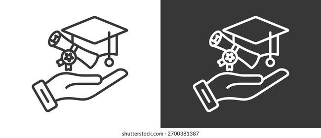 Conjunto De Ícones Do Diploma Vetor Isolado Em Preto E Branco
