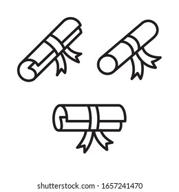 Diploma icon set. Vector graphic illustration. Suitable for website design, logo, app, template, and ui. EPS 10.