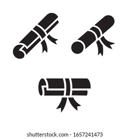 Diploma icon set. Vector graphic illustration. Suitable for website design, logo, app, template, and ui. EPS 10.