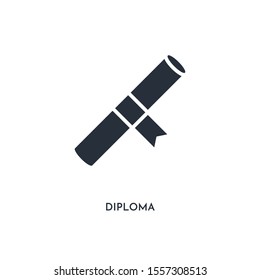 diploma icon. simple element illustration. isolated trendy filled diploma icon on white background. can be used for web, mobile, ui.