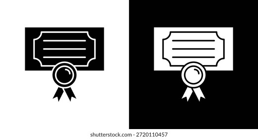 Diplom-Symbol einfache flache grafische Illustrationen. Schwarz-weiße Silhouette Vektor