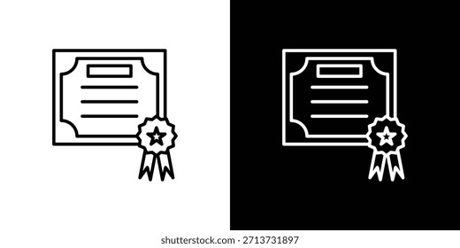 Icono del diploma. Símbolo plano simple. Ilustración de pictograma de contorno negro perfecto