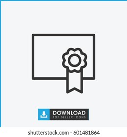 diploma icon. simple outline diploma vector icon. on white background.