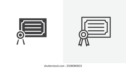 Icono del diploma en estilo sólido y delineado