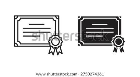 Diploma icon style design pack on white background. Thin line and clipart style