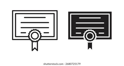 Forma do símbolo do ícone do diploma. símbolos vetoriais.