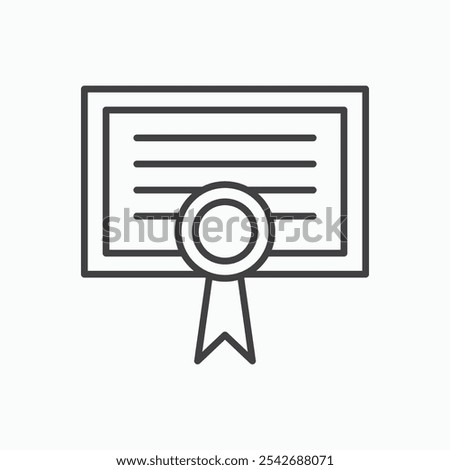 Diploma icon in thin black lines